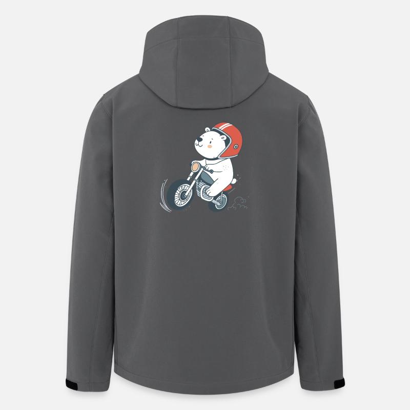 Cartoonhafter Biker-Bär - Recycelte Männer Softshell-Jacke von Stanley/Stella - Anthrazit