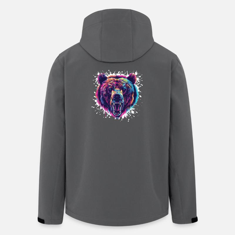 Bunter Bärenkopf Neon Splatter - Recycelte Männer Softshell-Jacke von Stanley/Stella - Anthrazit