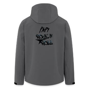 Papy Rock'n Roll Guitare Rockeur - Veste softshell homme en polyester recyclé Stanley/Stella - charbon - Dos - AI Model Male 185 light (185cm)