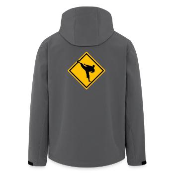 Karate Warning Sign Yokogeri - Men’s Recycled Softshell Jacket by Stanley/Stella - anthracite - Back - AI Model Male 185 light (185cm)