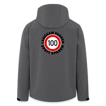 Langsam fahren - Sprit sparen - Tempo 100 - Recycelte Männer Softshell-Jacke von Stanley/Stella - Anthrazit - Hinten - AI Model Male 185 light (185cm)
