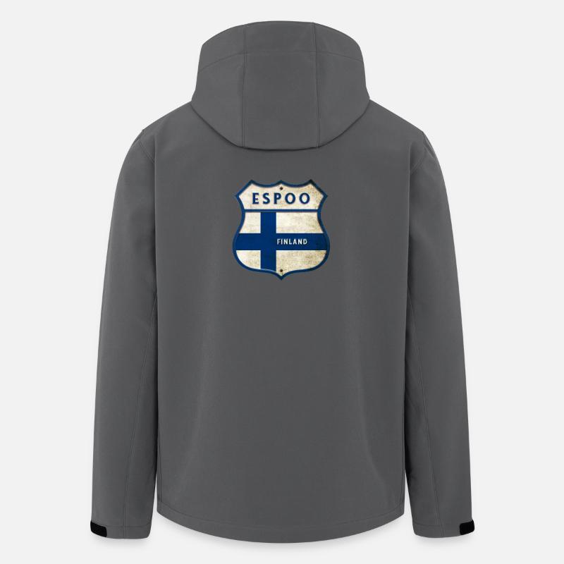 Espoo Finnland Wappen Design - Recycelte Männer Softshell-Jacke von Stanley/Stella - Anthrazit