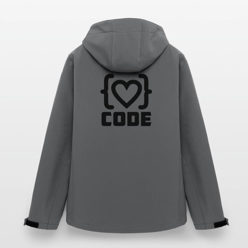Herzprogrammierer Code Logo mit Text CODE Recycelte Männer Softshell-Jacke Discoverer von Stanley/Stella