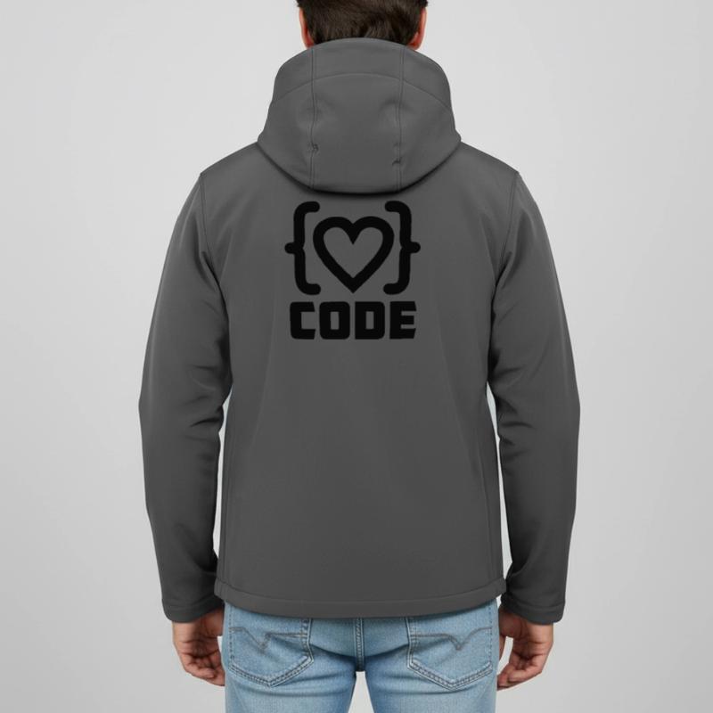 Herzprogrammierer Code Logo mit Text CODE Recycelte Männer Softshell-Jacke Discoverer von Stanley/Stella