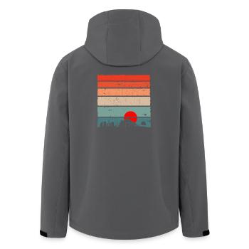 Sonnenuntergang Torii Skyline - Recycelte Männer Softshell-Jacke von Stanley/Stella - Anthrazit - Hinten - AI Model Male 185 light (185cm)