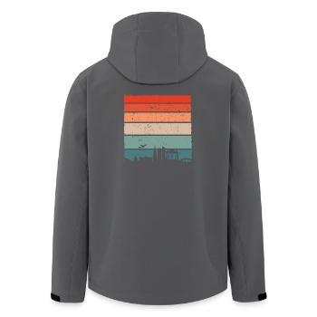 Sonnenuntergang Skyline Silhouette - Recycelte Männer Softshell-Jacke von Stanley/Stella - Anthrazit - Hinten - AI Model Male 185 light (185cm)
