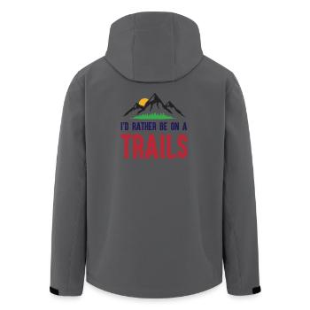 Berge - Ich bin lieber auf einem Trail - Recycelte Männer Softshell-Jacke von Stanley/Stella - Anthrazit - Hinten - AI Model Male 185 light (185cm)
