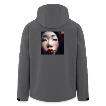 Geisha-Herz-Make-up-Porträt - Recycelte Männer Softshell-Jacke von Stanley/Stella - Anthrazit - Hinten - AI Model Male 185 light (185cm)