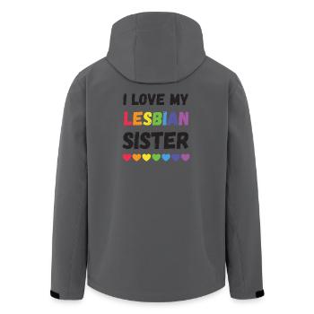 Pride Month LGBTQ - Ich liebe meine lesbische Schwester - Recycelte Männer Softshell-Jacke von Stanley/Stella - Anthrazit - Hinten - AI Model Male 185 light (185cm)