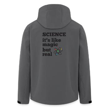Science - it's like magic but real - Men’s Recycled Softshell Jacket by Stanley/Stella - anthracite - Back - AI Model Male 185 light (185cm)