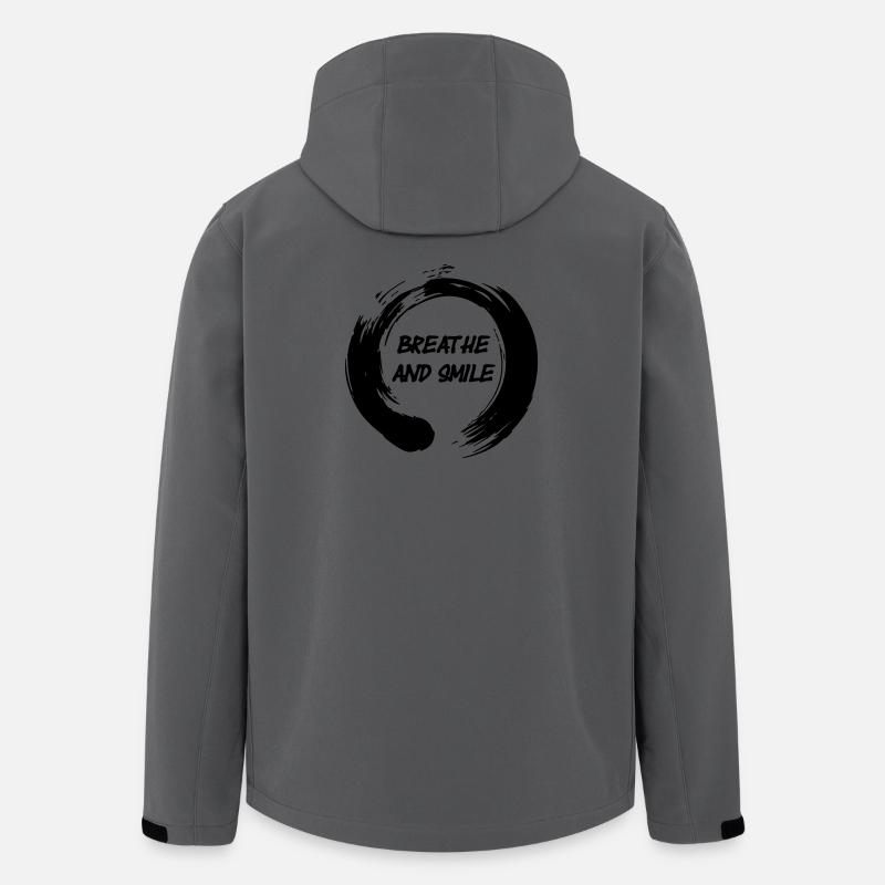 Enso-Zen-Kreis mit Text "Atem und Lachen" - Recycelte Männer Softshell-Jacke von Stanley/Stella - Anthrazit