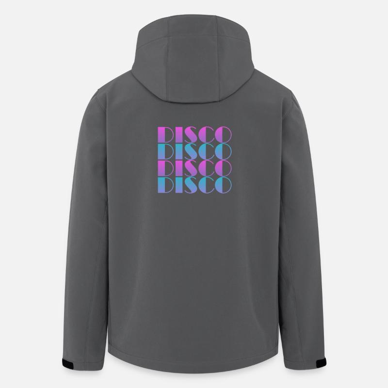 Lebendiges Disco-Textmuster-Design - Recycelte Männer Softshell-Jacke von Stanley/Stella - Anthrazit