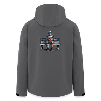 Robot banc fleurs Robot amour Art rouillé - Veste softshell homme en polyester recyclé Stanley/Stella - charbon - Dos - AI Model Male 185 light (185cm)