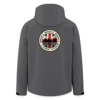 Skyline du drapeau Union de Birmingham, Royaume-Uni - Veste softshell homme en polyester recyclé Stanley/Stella - charbon - Dos - AI Model Male 185 light (185cm)