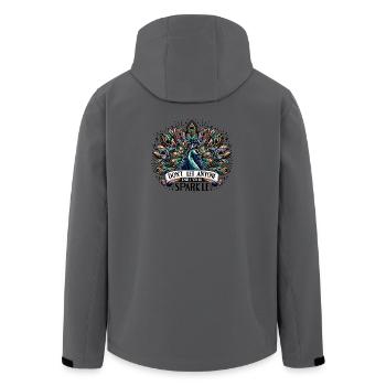 Peacock - Don't Let Aynone Dull Your Sparkle - Men’s Recycled Softshell Jacket by Stanley/Stella - anthracite - Back - AI Model Male 185 light (185cm)