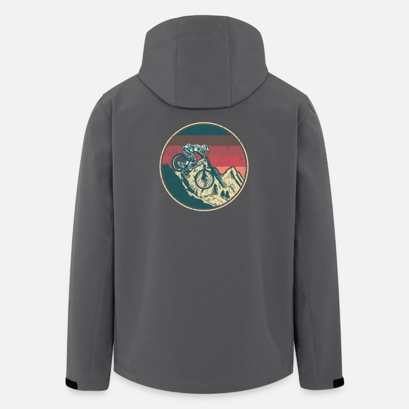 Retro Mountainbiker Wappen - Recycelte Männer Softshell-Jacke von Stanley/Stella - Anthrazit