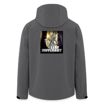 Licorne Impériale - Restez différent - Veste softshell homme en polyester recyclé Stanley/Stella - charbon - Dos - AI Model Male 185 light (185cm)