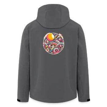 Neon Geometry — Orbit Bloom - Recycelte Männer Softshell-Jacke von Stanley/Stella - Anthrazit - Hinten - AI Model Male 185 light (185cm)