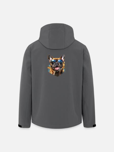 Frenchie with sunglasses - Men’s Recycled Softshell Jacket by Stanley/Stella - anthracite