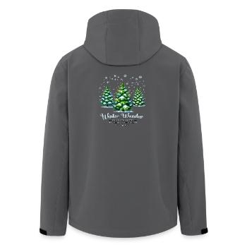 Winter Wunder – Verschneite Weihnachtsbäume - Recycelte Männer Softshell-Jacke von Stanley/Stella - Anthrazit - Hinten - AI Model Male 185 light (185cm)