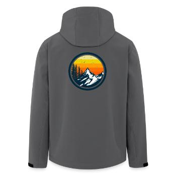 Mountain Sunset Adventure Design - Men’s Recycled Softshell Jacket by Stanley/Stella - anthracite - Back - AI Model Male 185 light (185cm)