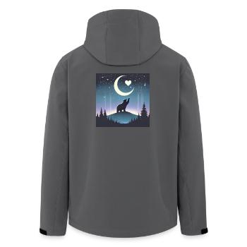 Love Under Moonlight - Mystic Bear in the Moon Window - Men’s Recycled Softshell Jacket by Stanley/Stella - anthracite - Back - AI Model Male 185 light (185cm)