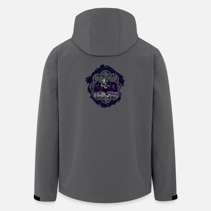 buchband aufgeschlagen, Menschenschädel, Ornamente - Recycelte Männer Softshell-Jacke von Stanley/Stella - Anthrazit