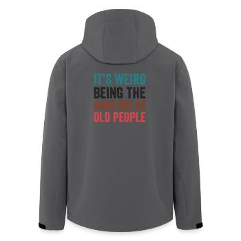 It's Weird Being The Same Age As Old People Retro - Men’s Recycled Softshell Jacket by Stanley/Stella - anthracite - Back - AI Model Male 185 light (185cm)