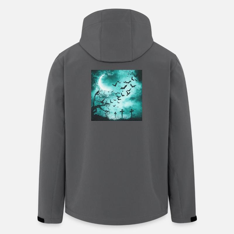 Kolkrabe, Fledermäuse, Bäume, Friedhöfe - Recycelte Männer Softshell-Jacke von Stanley/Stella - Anthrazit