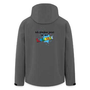 I'm now in 1st grade - blobs of paint - Men’s Recycled Softshell Jacket by Stanley/Stella - anthracite - Back - AI Model Male 185 light (185cm)