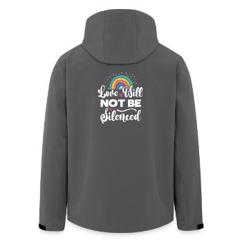 Mois de la fierté LGBTQ - L’amour ne sera pas réduit au silence - Veste softshell homme en polyester recyclé Stanley/Stella - charbon - Dos - AI Model Male 185 light (185cm)