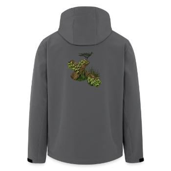 Krähe auf Holzkreuz, efeu - Recycelte Männer Softshell-Jacke von Stanley/Stella - Anthrazit - Hinten - AI Model Male 185 light (185cm)