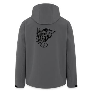 Side tribal dragon design with wings - Men’s Recycled Softshell Jacket by Stanley/Stella - anthracite - Back - AI Model Male 185 light (185cm)