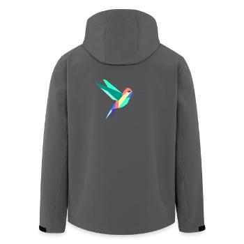Bunte geometrische Kolibri-Kunst - Recycelte Männer Softshell-Jacke von Stanley/Stella - Anthrazit - Hinten - AI Model Male 185 light (185cm)