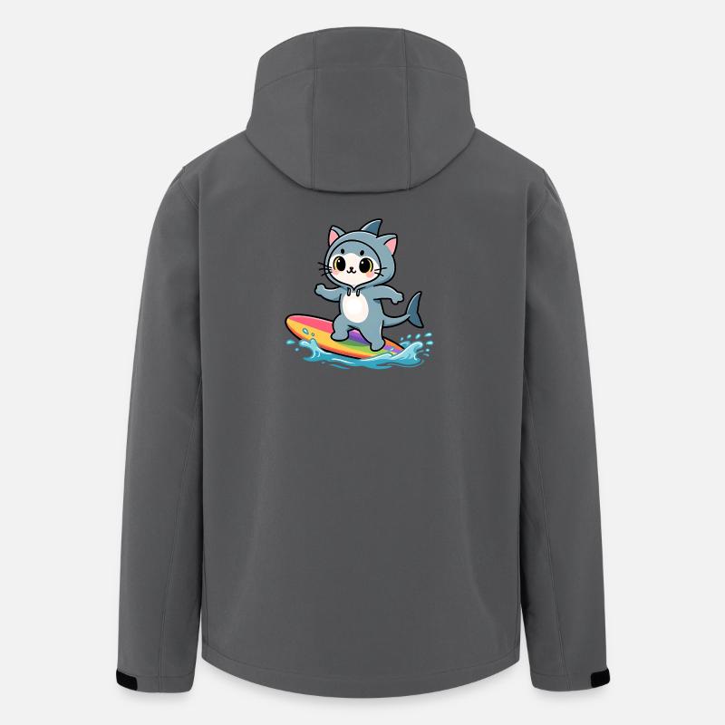 Shark Cat on Rainbow Surfboard - Men’s Recycled Softshell Jacket by Stanley/Stella - anthracite