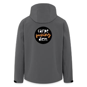 "carpe fucking diem" - Men’s Recycled Softshell Jacket by Stanley/Stella - anthracite - Back - AI Model Male 185 light (185cm)