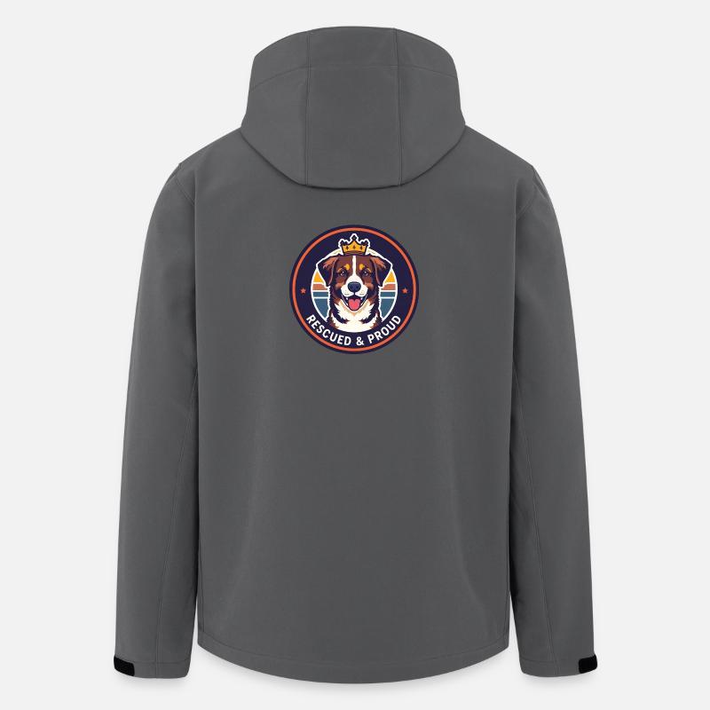Rescued & Proud Round Dog Emblem - Recycelte Männer Softshell-Jacke von Stanley/Stella - Anthrazit