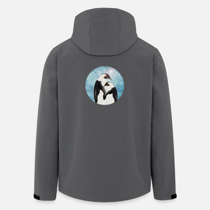Zwei Pinguine im gemalten Winterdesign - Recycelte Männer Softshell-Jacke von Stanley/Stella - Anthrazit
