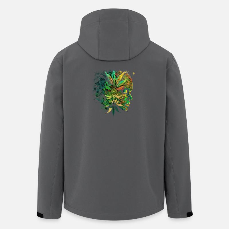 Psychedelisches Cannabis-Gesicht - Recycelte Männer Softshell-Jacke von Stanley/Stella - Anthrazit