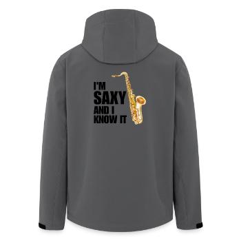 Funny Saxophone Saxophonist Jazz Sax Player Music - Men’s Recycled Softshell Jacket by Stanley/Stella - anthracite - Back - AI Model Male 185 light (185cm)