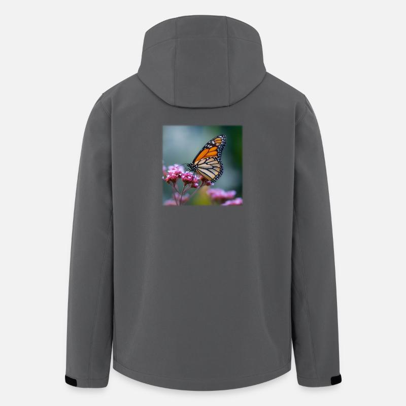 Macro du papillon monarque - Veste softshell homme en polyester recyclé Stanley/Stella - charbon