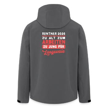 Rentner 2026 Zu alt zum arbeiten Ruhestand Rente - Recycelte Männer Softshell-Jacke von Stanley/Stella - Anthrazit - Hinten - AI Model Male 185 light (185cm)