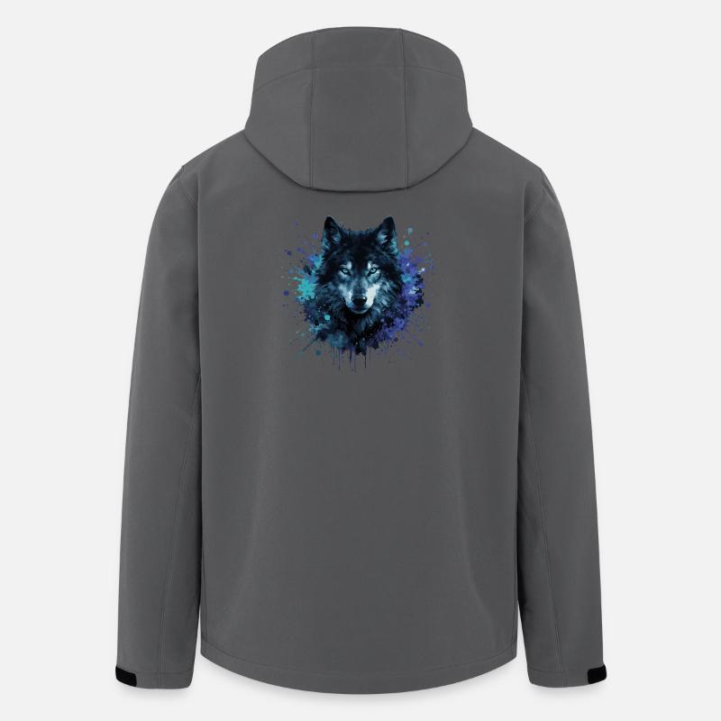 Wolf Aquarell – Color Splash - Recycelte Männer Softshell-Jacke von Stanley/Stella - Anthrazit