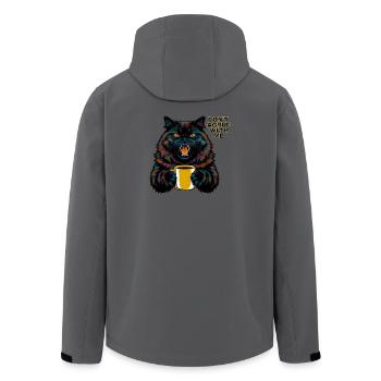 Katze mit Statement "Streite nicht mit mir" - Recycelte Männer Softshell-Jacke von Stanley/Stella - Anthrazit - Hinten - AI Model Male 185 light (185cm)