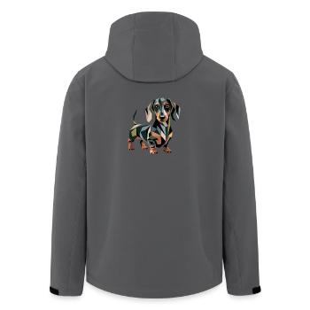 Geometrischer Dackelhund - Recycelte Männer Softshell-Jacke von Stanley/Stella - Anthrazit - Hinten - AI Model Male 185 light (185cm)