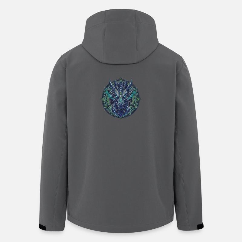 Teal Dragon - Mandala - Stanley/Stella herre softshelljakke i genanvendt polyester - charcoal