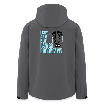 Je pleure beaucoup mais je suis tellement productif, émotions drôles - Veste softshell homme en polyester recyclé Stanley/Stella - charbon - Dos - AI Model Male 185 light (185cm)