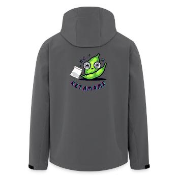 KETAMAME – Bohne mit Tiefgang - Recycelte Männer Softshell-Jacke von Stanley/Stella - Anthrazit - Hinten - AI Model Male 185 light (185cm)