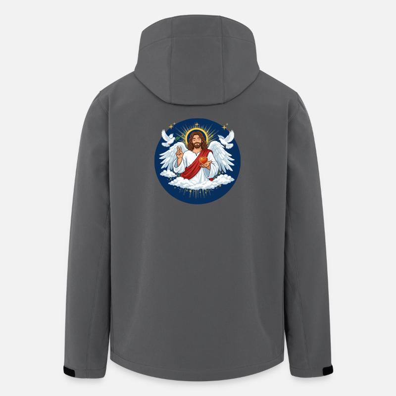 Amour céleste : Jésus avec le cœur - Veste softshell homme en polyester recyclé Stanley/Stella - charbon