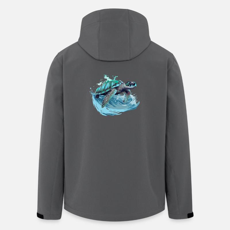 Neon Sea Turtle Wave Dance - Men’s Recycled Softshell Jacket by Stanley/Stella - anthracite